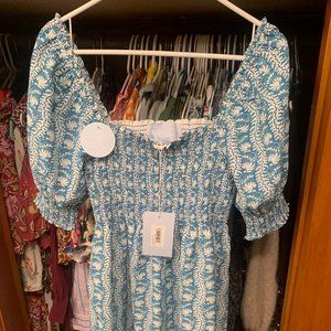 Hill House Athena Nap Dress Trailing Vine Blue Crepe